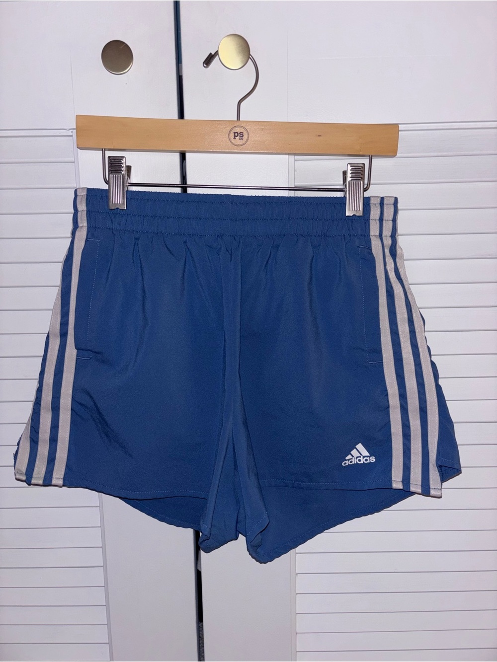 adidas Women's Royal Blue Athletic Shorts with White Stripes